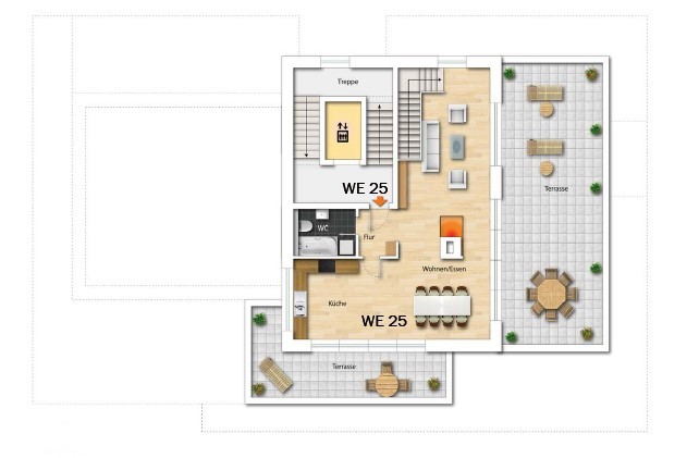 Grundriss3.OG Maisonette - Neubau